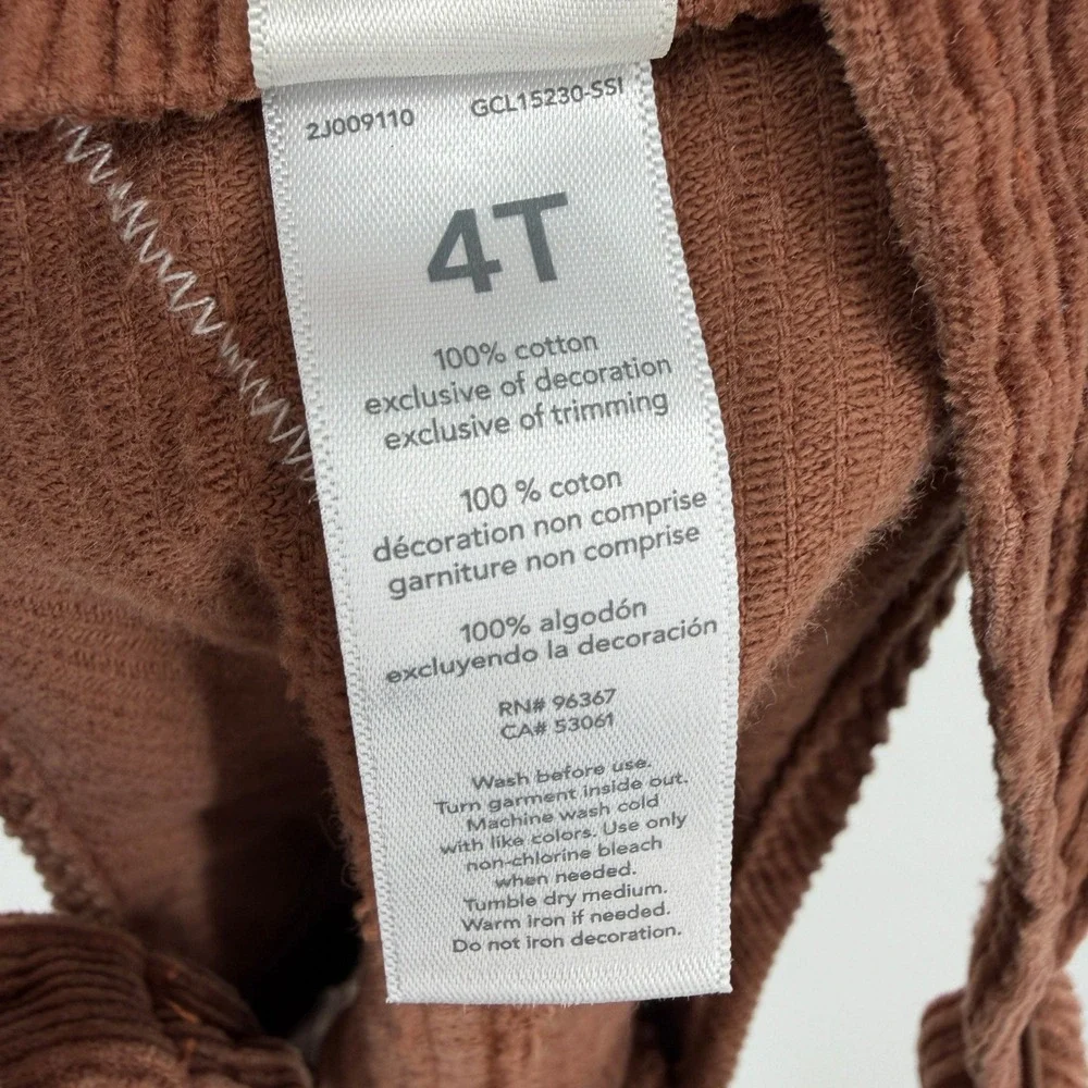 Oshkosh‎ B'gosh Girl's Brown Corduroy Vestbak Dress 4T